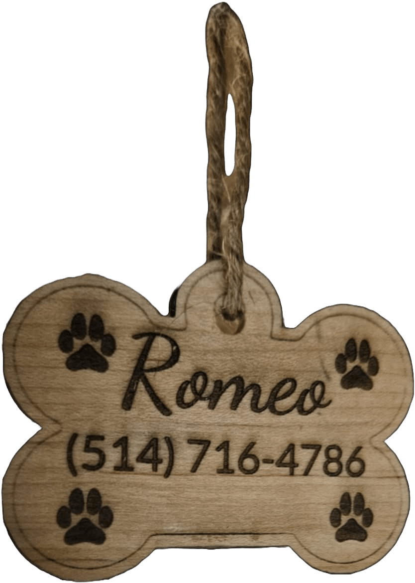 Médaille pour chien bois massif finition artisanale unique résistante