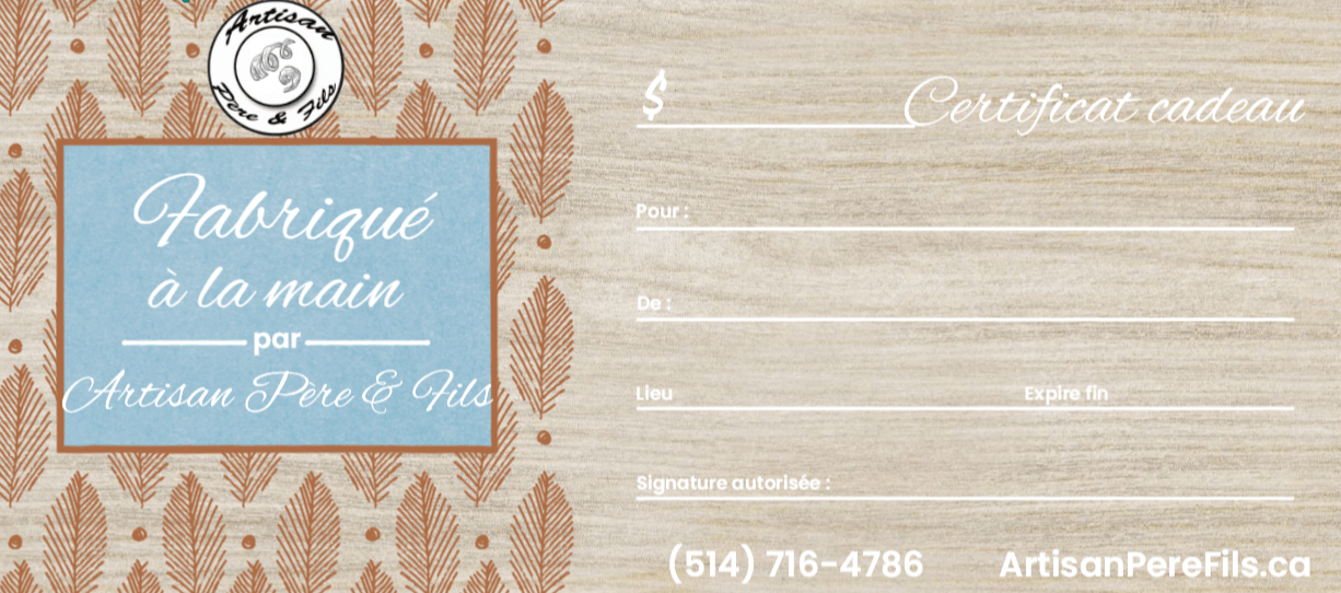 Certificat cadeau personnalisé montant flexible cadeau artisanal unique